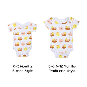 the wee bean organic cotton baby onesie bodysuit in dim sum hargow siu mai