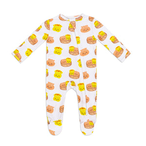 the wee bean zipper romper in dim sum with footies