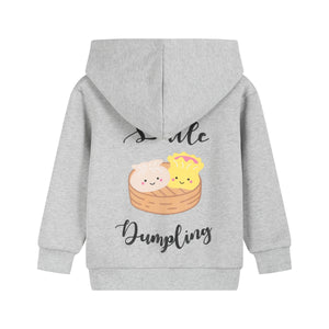 the wee bean organic cotton kids hoodie back dim sum print
