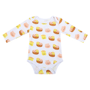 the wee bean long sleeve organic cotton dim sum onesie bodysuit