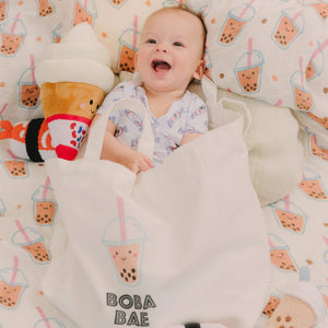 Cute Baby in The Wee Beban Boba Bae reusable canvas Tote