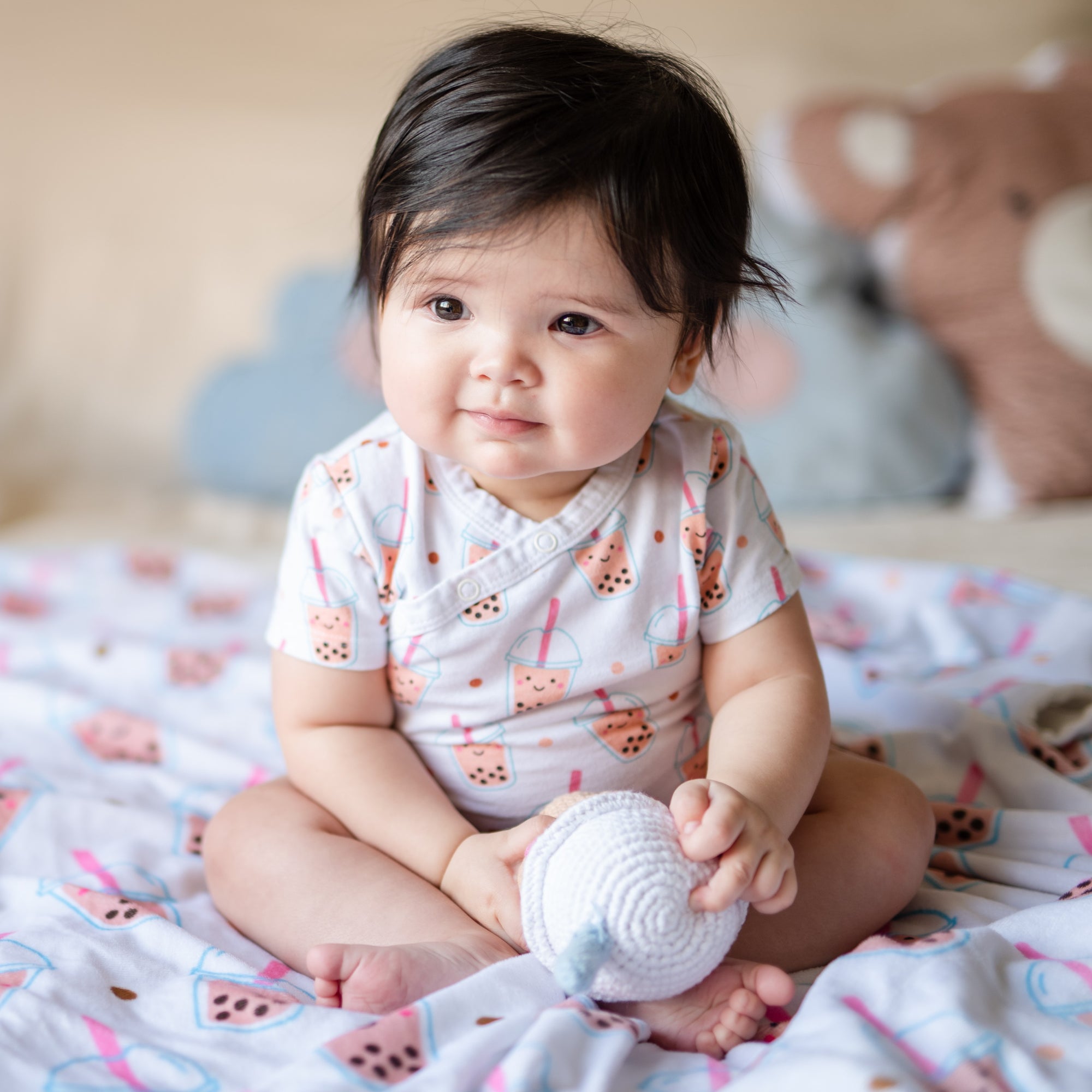 the wee bean mommy and me matching twinning tee t-shirt and baby onesie bodysuit in boba 