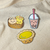 the wee bean 3pcs enamel pins set in Boba Tea, Dim Sum Hargow Siu Mai and Egg Tart