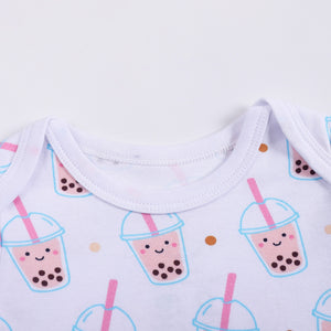 the wee bean organic cotton onesie long sleeve in boba collar