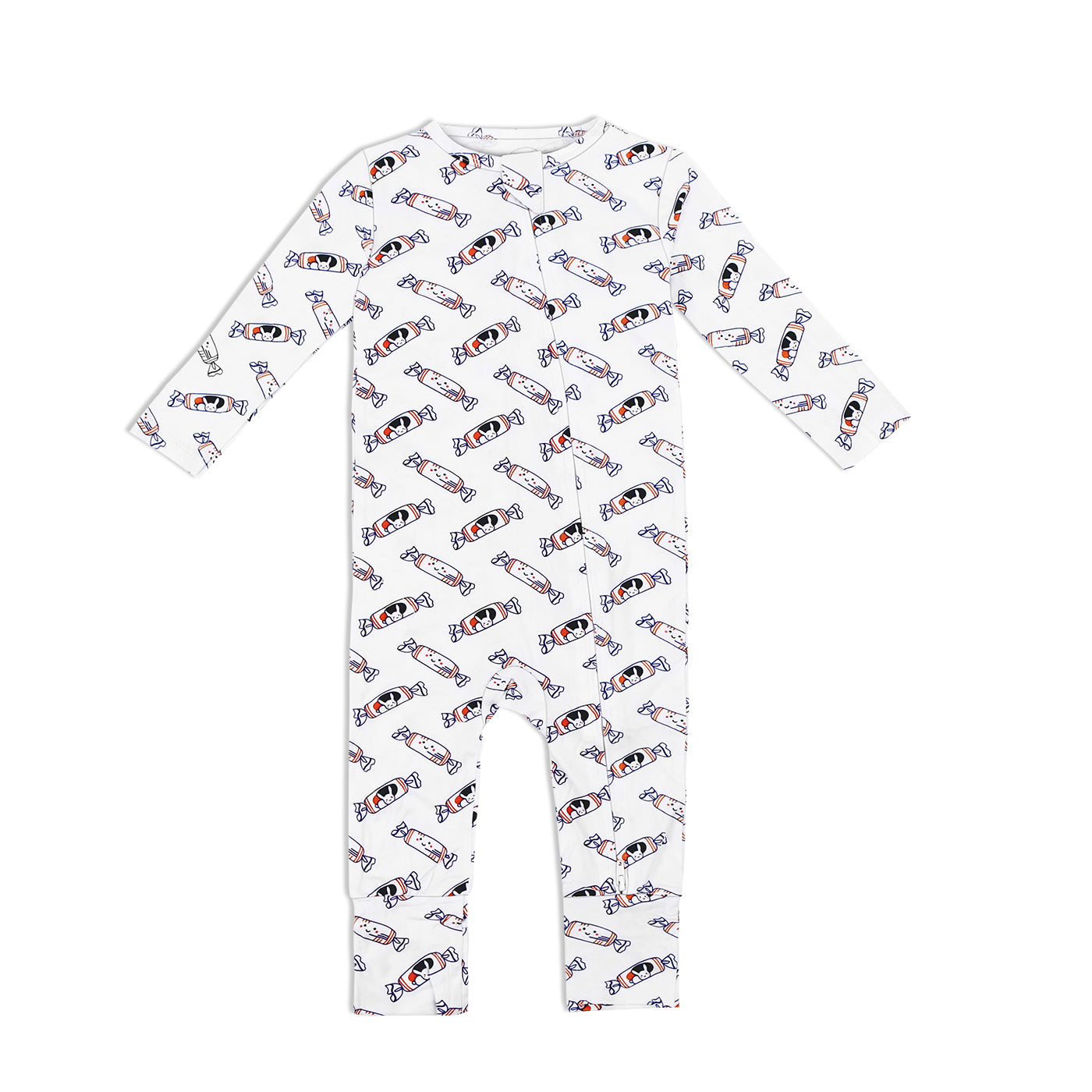 the wee bean organic cotton bamboo blend bunny candy rabbit sleepwear pajamas zipper romper 