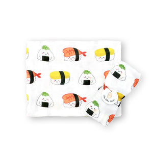 the wee bean organic cotton blend bamboo swaddle in sushi