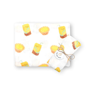 the wee bean organic cotton blend bamboo swaddle in egg tart and lemon tea