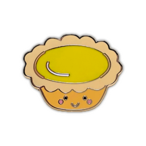 the wee bean pink egg tart enamel pin