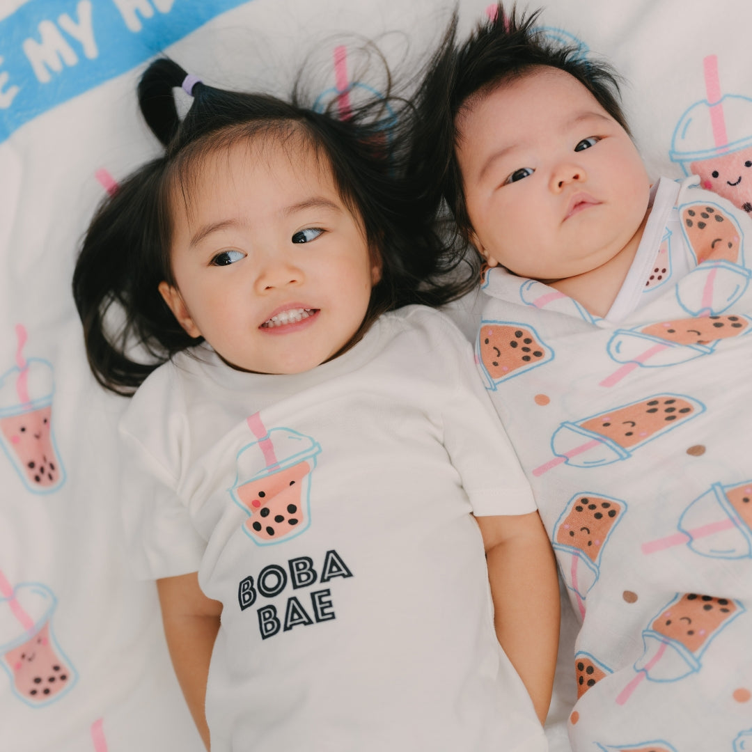 the wee bean organic cotton tee t-shirt in boba bae boba tea bubble tea