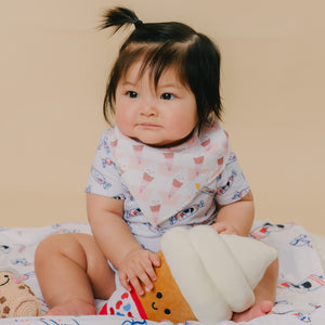 Organic Cotton Bandana Bibs 2pcs Set - Bunny Candy + Ice Cream