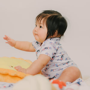 cute baby girl in the wee bean bunny candy organic cotton onesie