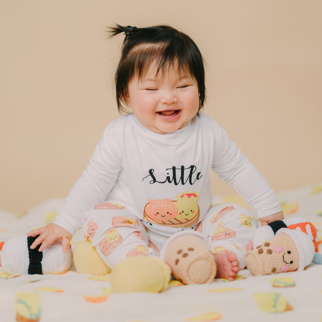 the wee bean bamboo organic cotton toddler kids pajamas in dim sum