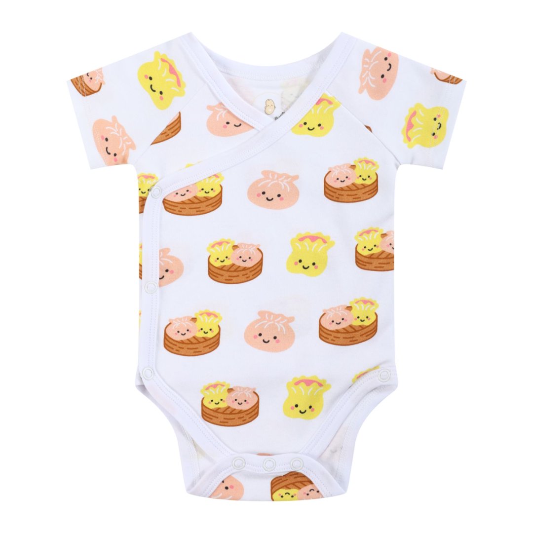 the wee bean organic cotton bodysuit onesie romper in dim sum hargow siumai