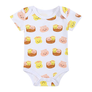 the wee bean organic cotton bodysuit onesie romper in dim sum hargow siumai