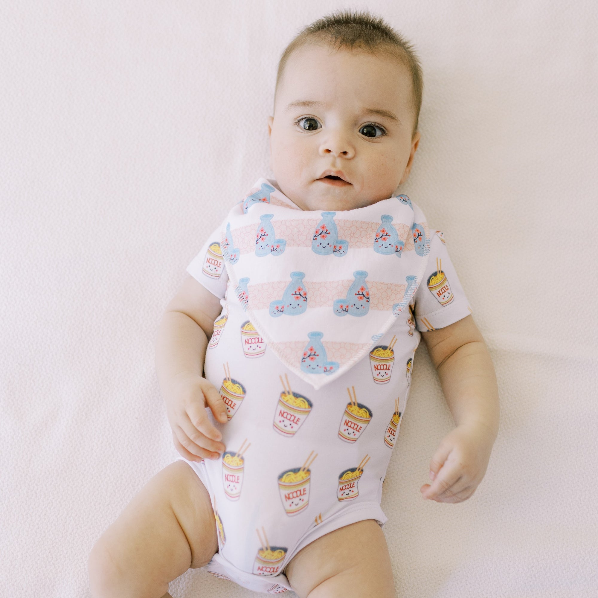 the wee bean organic cotton baby onesie bodysuit in cup noodle ramen taste of japan