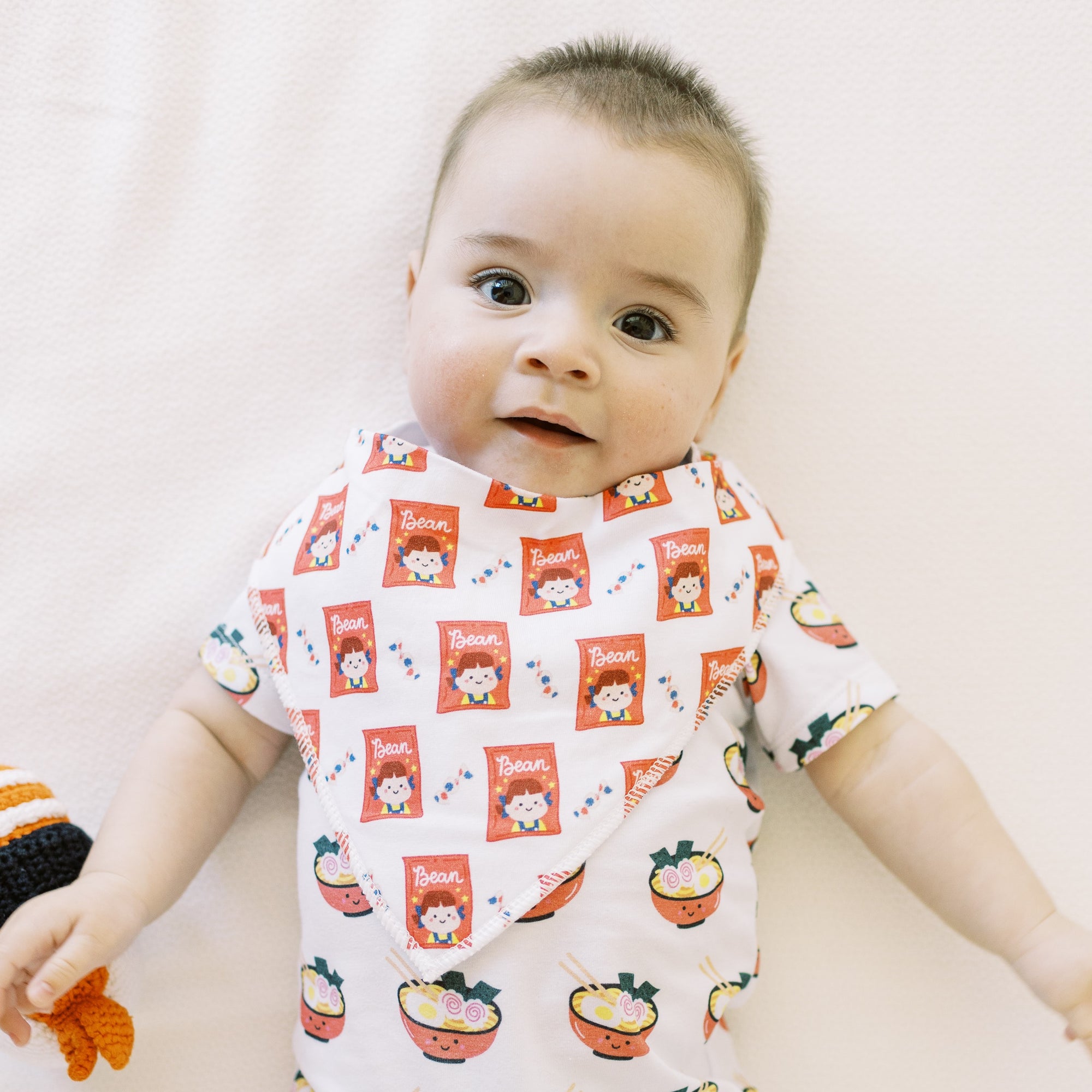 the wee bean organic cotton baby bandana drool bib set in japan milky candy peko chan and pocky chocolate